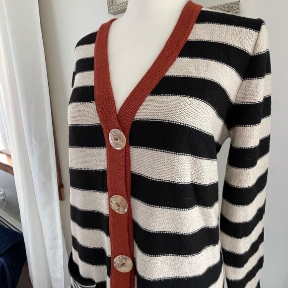 Sportsworks Studio striped Fall cardigan sweater size medium - Picture 2 of 9